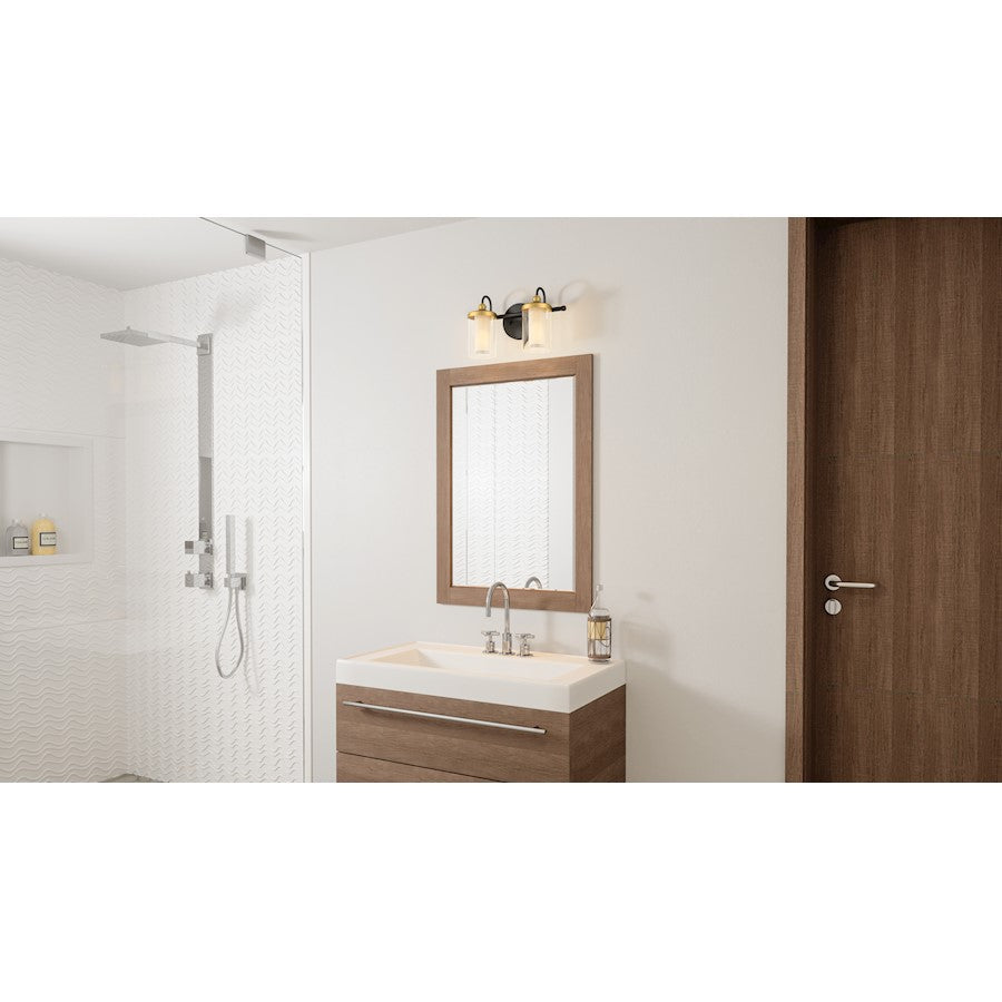 Quoizel Rowland 2 Light Bath Vanity, Matte Black/Clear - ROW8615MBK