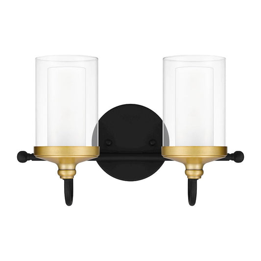 Rowland 2 Light Bath Vanity, Matte Black/Clear