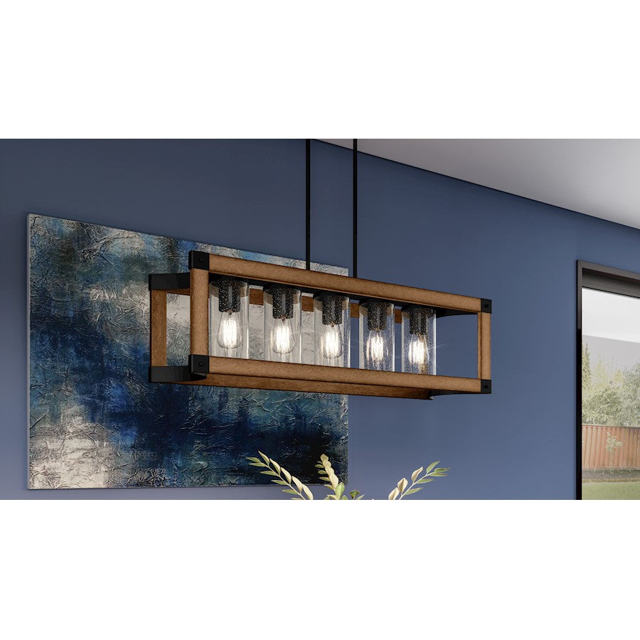Quoizel Rylan 5 Light Outdoor Lantern, Matte Black/Clear Seeded - RYN536MBK
