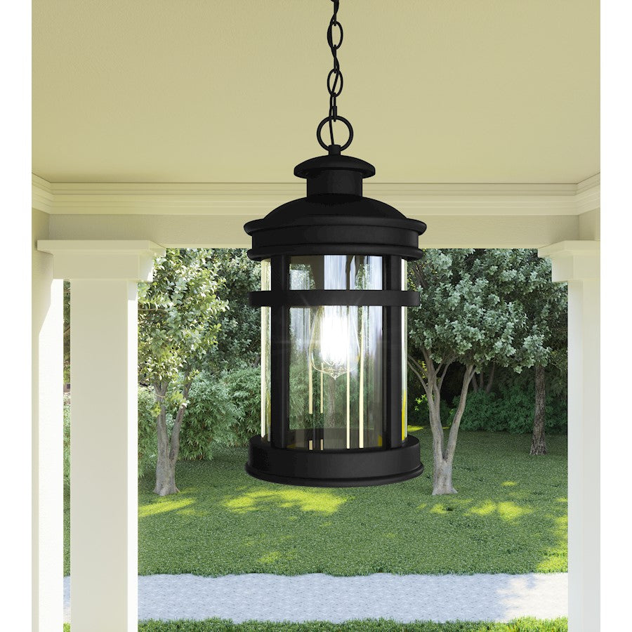 Scout 1 Light 18" Outdoor Lantern, Matte Black/Clear