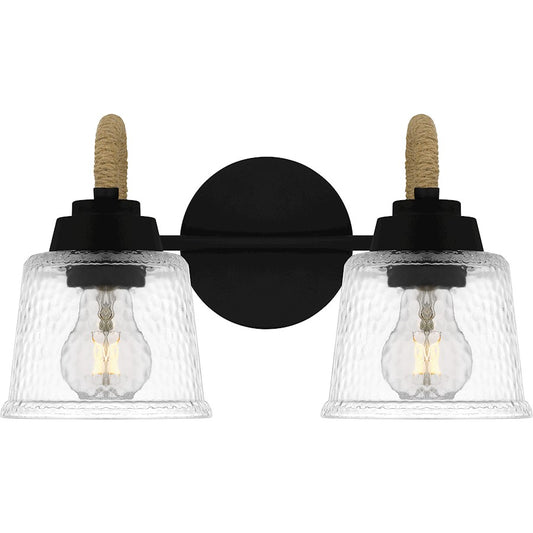 Quoizel Seabreeze 2 Light Bath Light, Matte Black/Clear Hammered - SEB8614MBK