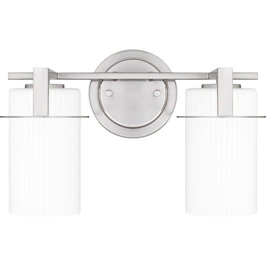 Quoizel Seymour 2 Light Bath Light, Brushed Nickel/Opal Ribbed - SEY8614BN