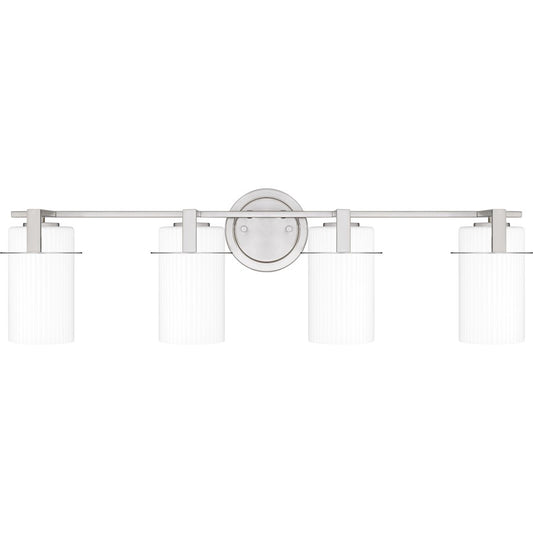 Quoizel Seymour 4 Light Bath Light, Brushed Nickel/Opal Ribbed - SEY8631BN