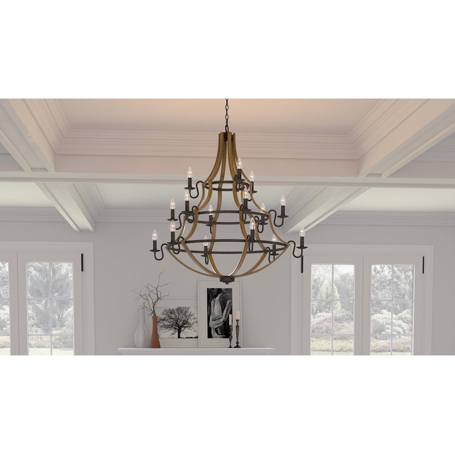 Shire 15 Light Chandelier, Rustic Black