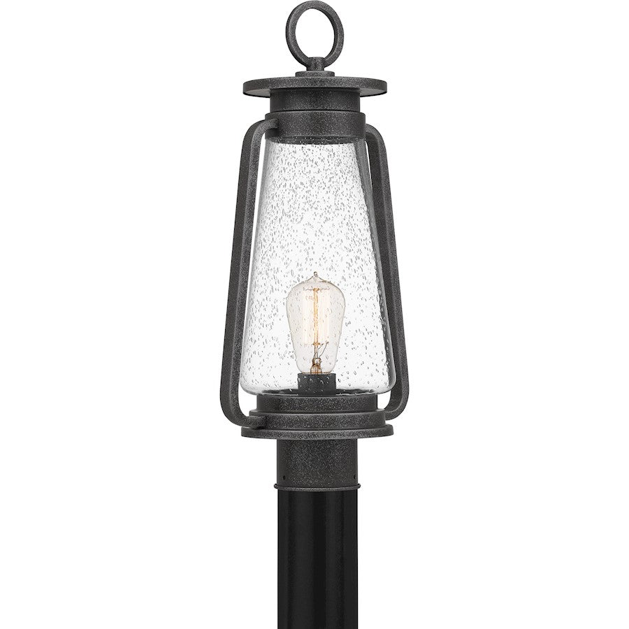 Sutton 1 Light Outdoor Post Lantern, Speckled Black
