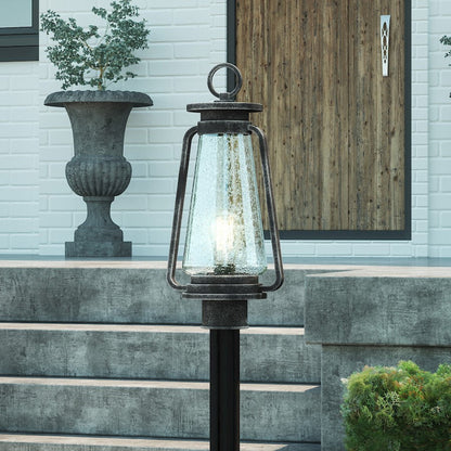 Sutton 1 Light Outdoor Post Lantern, Speckled Black