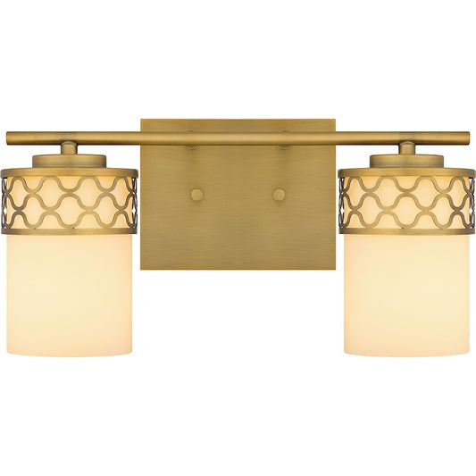 Quoizel Tenley 2 Light Bath Light, Aged Brass/Opal Etched - TEN8615AB