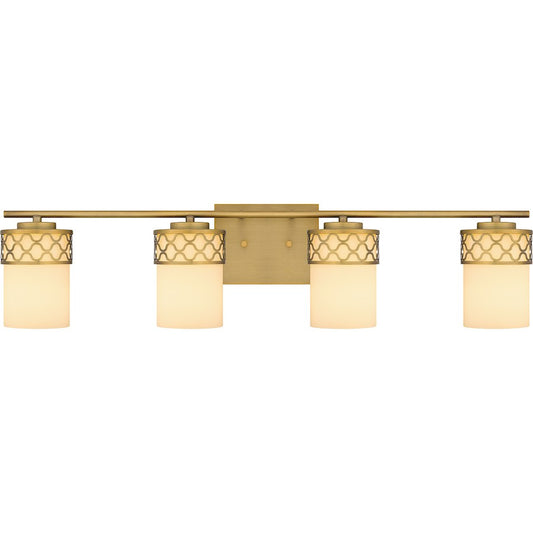 Quoizel Tenley 4 Light Bath Light, Aged Brass/Opal Etched - TEN8632AB