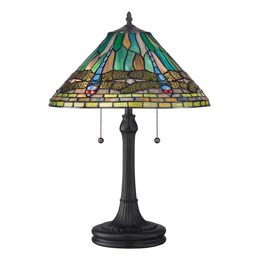 2 Light King Tiffany Table Lamp, Vintage Bronze