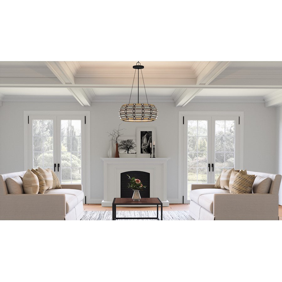 Shanghai 3 Light Pendant, Matte Black