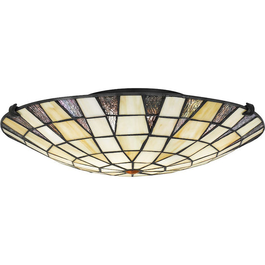 Legend 2 Light Flush Mount, Matte Black/Multicolor Art Glass