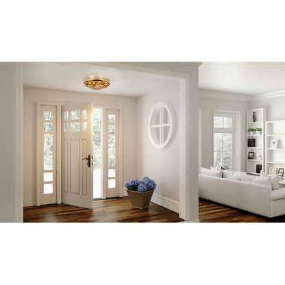 Quoizel Stinson 2 Light Flush Mount, Black/Multicolor Art Glass - TF5620MBK
