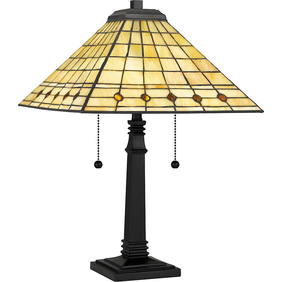 Braden 2 Light Table Lamp, Matte Black/Multicolor Art Glass
