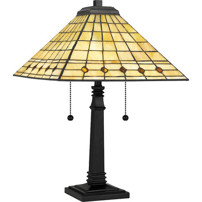 Braden 2 Light Table Lamp, Matte Black/Multicolor Art Glass