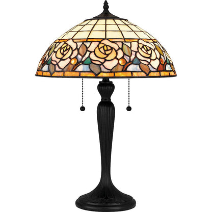 Betty 2 Light Table Lamp, Matte Black/Multicolor Art Glass