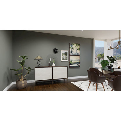James 2 Light Table Lamp, Matte Black/Multicolor Art Glass
