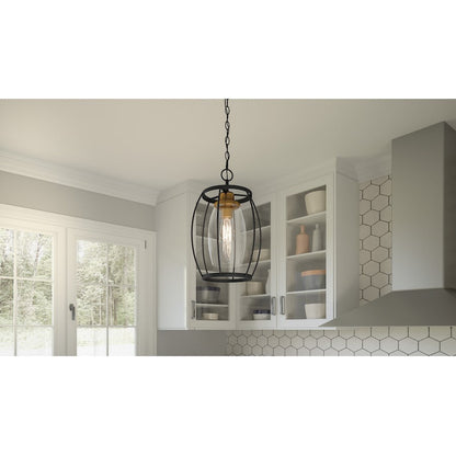Thyme 1 Light Mini Pendant, Earth Black/Clear