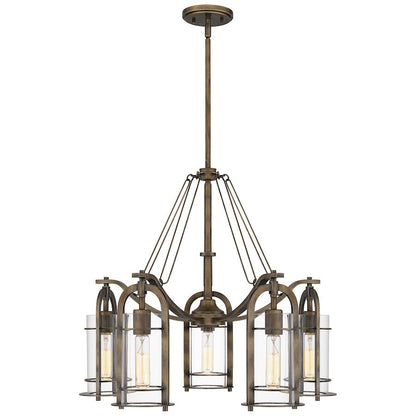 Toscana 5 Light Chandelier, Statuary Bronze/Clear