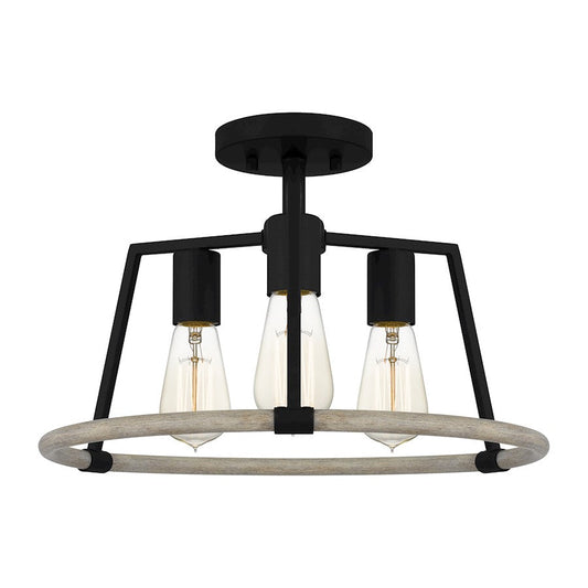 Tippet 3 Light Semi-Flush Mount, Matte Black