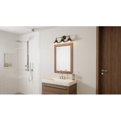 Trafalgar 3 Light Bath Vanity, Matte Black/Metal