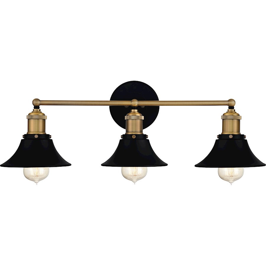 Trafalgar 3 Light Bath Vanity, Matte Black/Metal