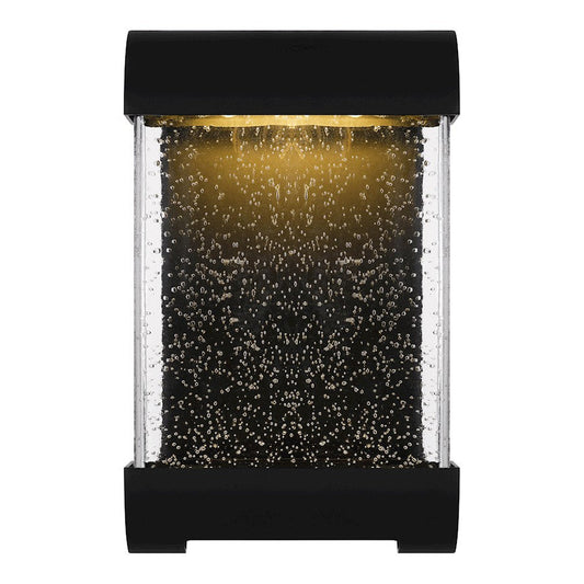 Townes Outdoor Lantern, Matte Black/Clear Seeded