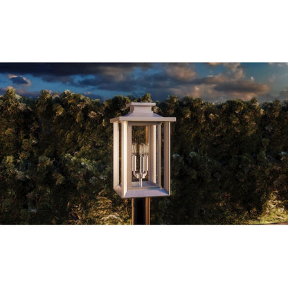 Wakefield 3 Light Outdoor Post Lantern, White Lustre