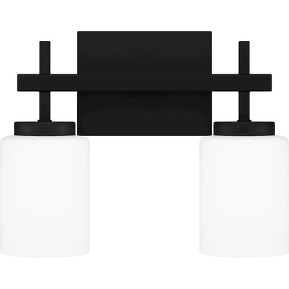Quoizel Wilburn 2 Light Bath Light, Matte Black/Opal Etched - WLB8613MBK